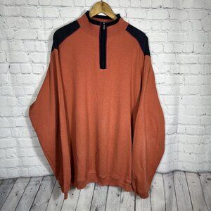 St. Croix Quarter Zip Sweater Men’s 3XL Orange Corduroy Shoulder Patch Pullover